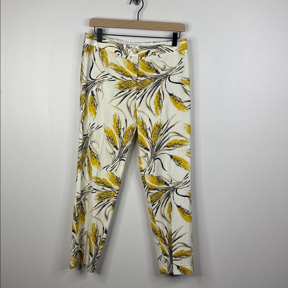 Tory Burch Cream and Yellow Botanical Straight Leg Pants Women's Size 4 - Picture 1 of 8
